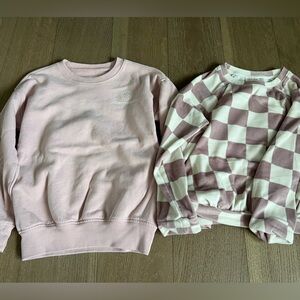 Cat & Jack Pink and White Checkered Top and Abercrombie sweatshirt